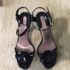Salvatore Ferragamo Black Patent Sandals US 7.5